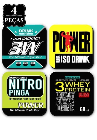 Porta Copos Iso Drink Academia Malhação - 4pçs