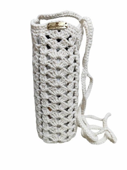 Porta Garrafa Água ou Squeeze em Croche - 500 ml - Boho