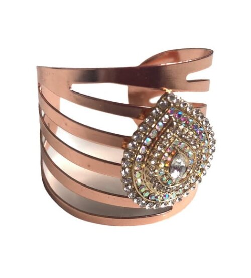 Porta Guardanapo Glamour Rose Gold Strass - 6 Unid.