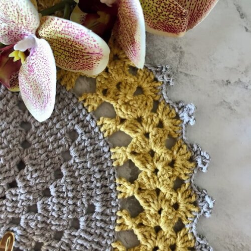 Sousplat Americano Croche Amarelo & Cinza *par*