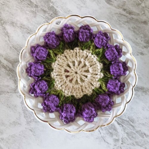 Sousplat Americano Croche Boho Lavanda Barroco Tulipa *par*