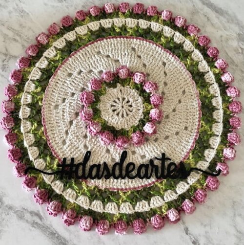 Sousplat Americano Croche Boho Tulipa Rosa Gloss *par*