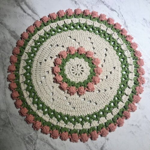 Sousplat Americano Croche Tulipa Coral