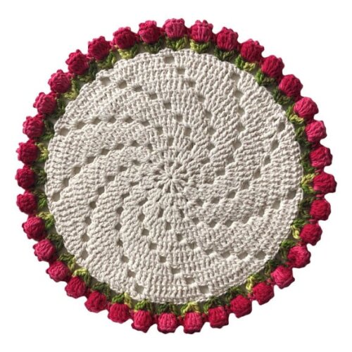 Sousplat Americano Croche Tulipa Vermelho Mescla