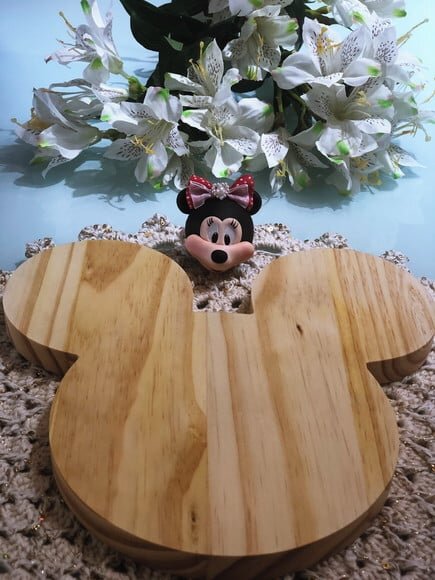 Tábua Bandeja Mickey Madeira Pinus - 3 Unidades