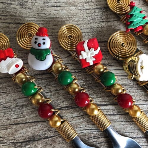 Talheres Bordado Torta Tema Natal - 7 Pcs