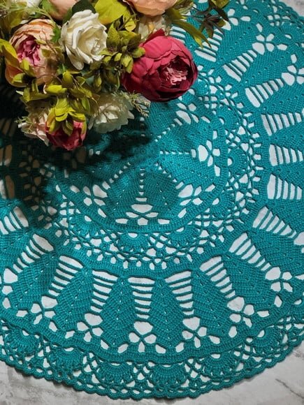 Toalha - Centro de Mesa Folhas Croche Verde Tif