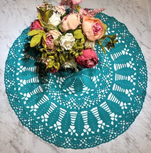 Toalha - Centro de Mesa Folhas Croche Verde Tif