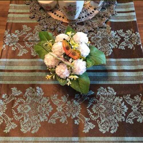 Trilho Mesa - Caminho Mesa Jacquard Medalhão Adamascado Par