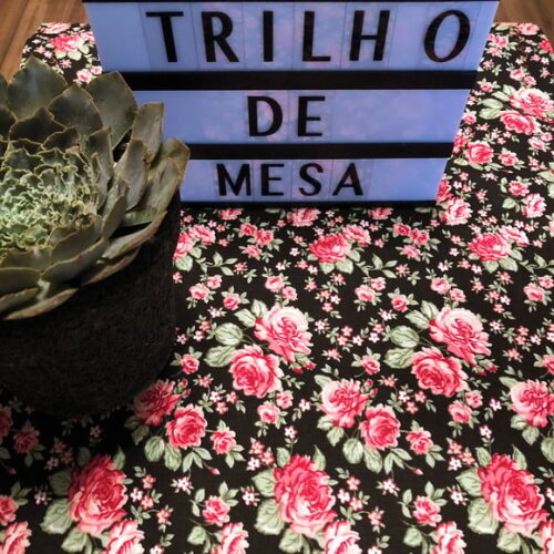 Trilho Mesa Tricoline Rosas - Caminho Mesa *valor do Par*