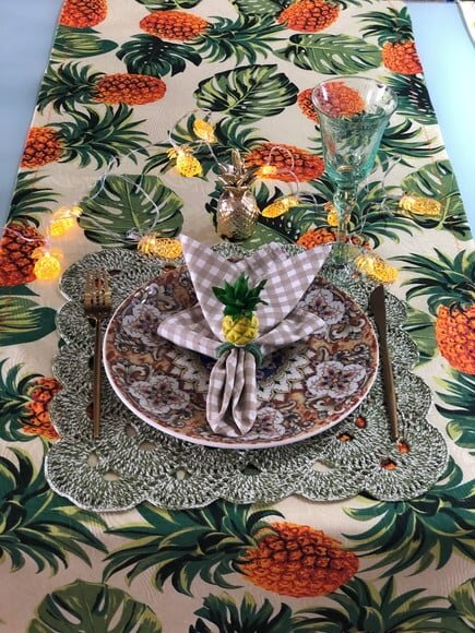 Trilho/caminho Mesa Jacquard Abacaxi *valor do Par*