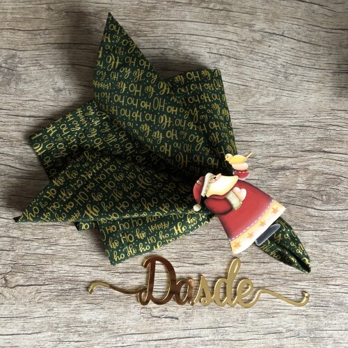 Guardanapo Tecido Natal com Dourado Hohoho  - 6 unidades