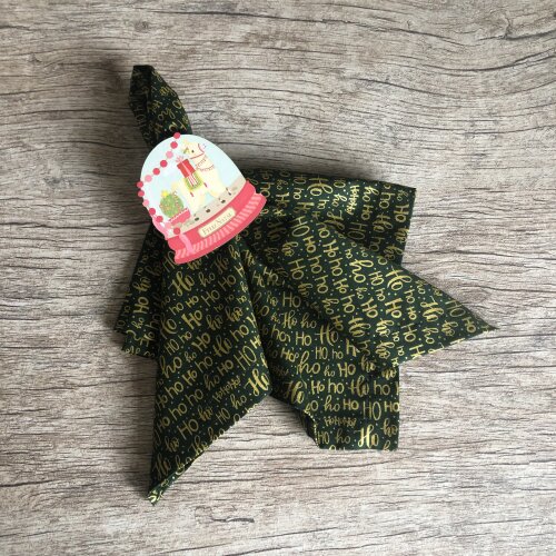 Guardanapo Tecido Natal com Dourado Hohoho  - 6 unidades