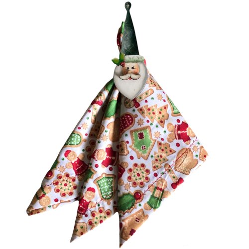 Guardanapo Tecido Natal com Dourado Hohoho  - 6 unidades - Cópia
