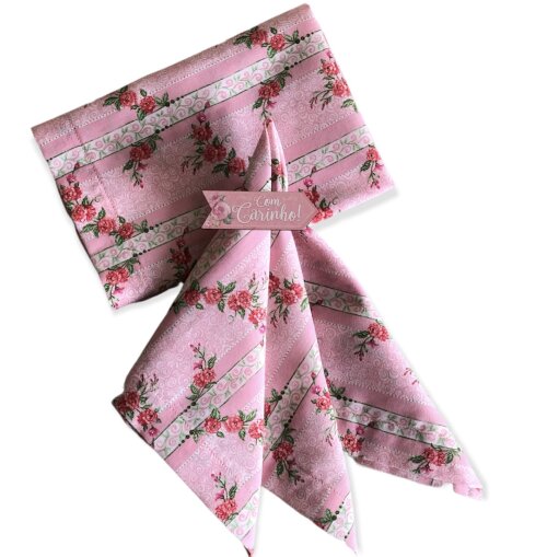Guardanapo Tecido Rosa Floral - 4 unidades