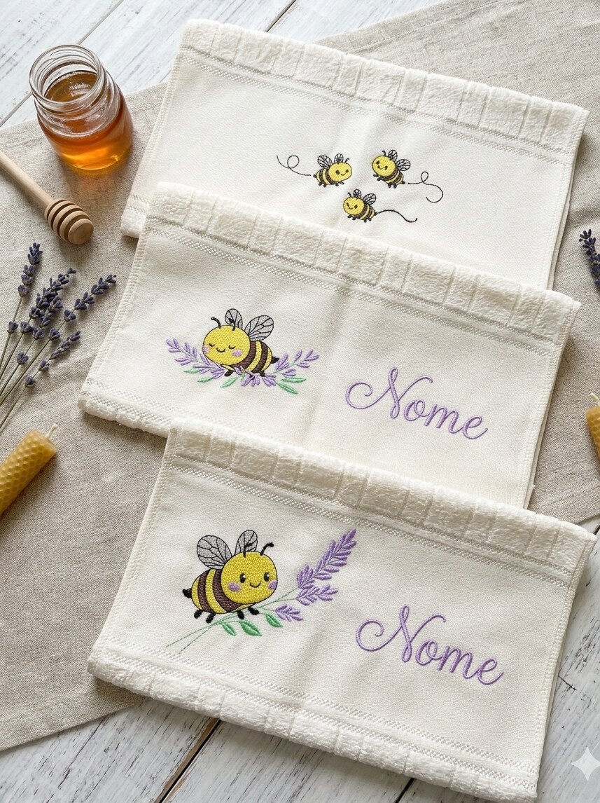 Toalha de Boca com Nome Bordada Personalizada- Kit 3 Unidades Abe