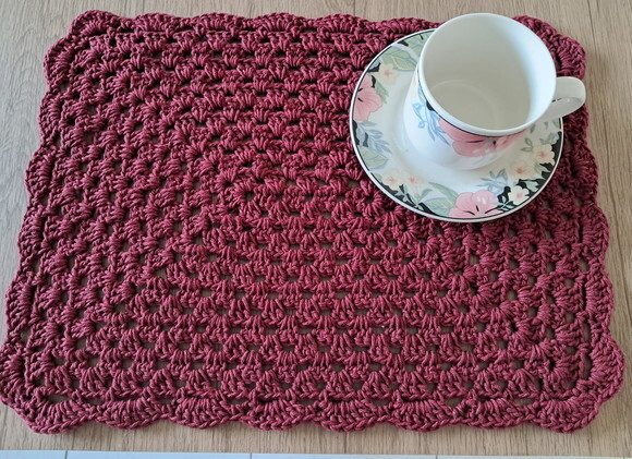Kit Lugar Americano Croche 42×32cm Bordo 2 Peças