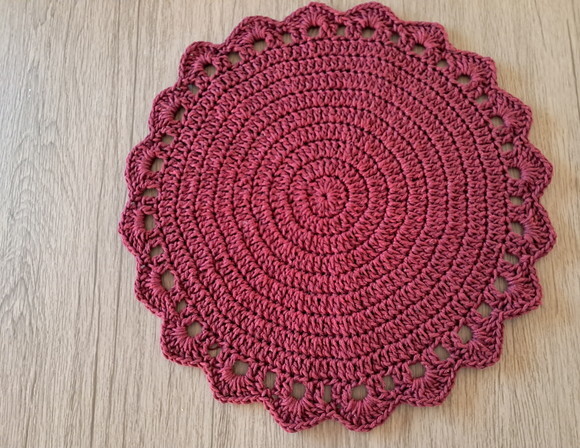 Kit Sousplat Croche Bordô 36cm 5 Peças
