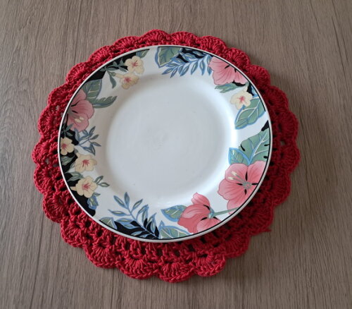 Kit Lugar Americano Croche 9 Peças Vermelho