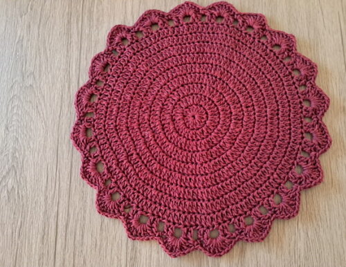 Kit Sousplat Croche Bordô 36cm 5 Peças