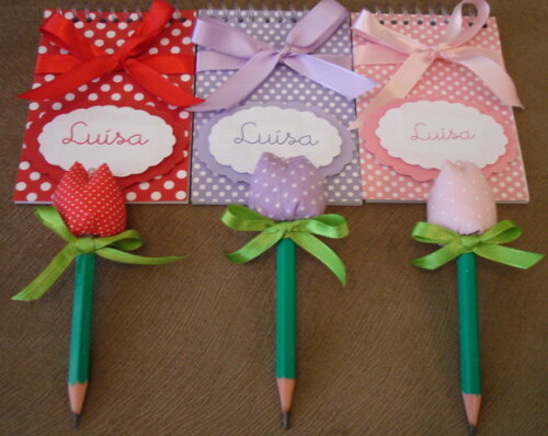 Kit Cadernetas e Mini Lápis Tulipa