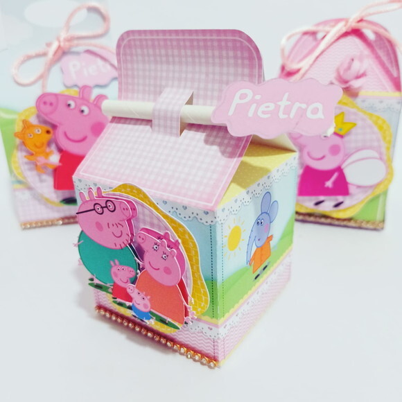 Kit 25 Personalizados Pepa Pig + 30 Adesivos Cofrinhos