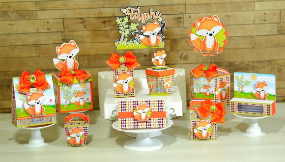 Kit 30 Caixas Personalizadas Raposinha