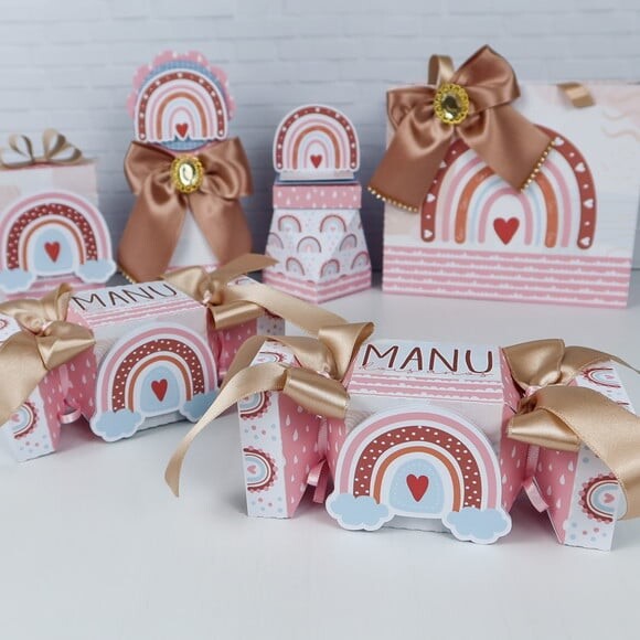 Kit 30 Personalizados Arco Íris Boho