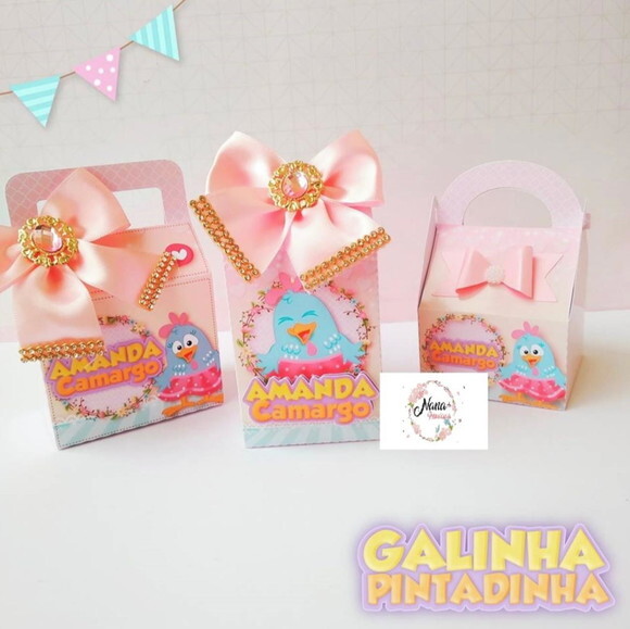 Kit Galinha Pintadinha Rosa de Luxo (60 Peças)