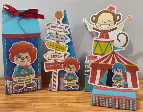 Kit: 110 Lembrancinhas Personalizadas Circo Azul