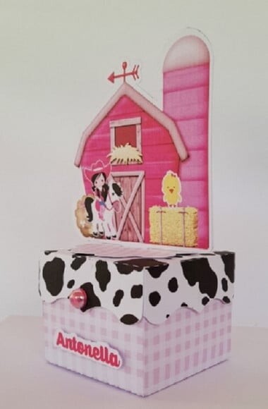 Kit: 45 Lembrancinhas Personalizada Fazendinha Rosa