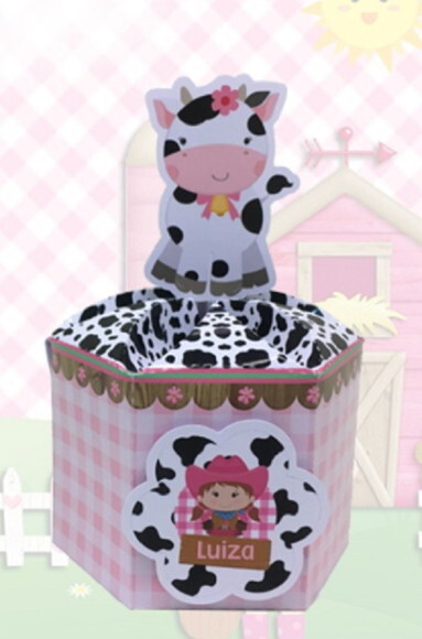 Kit: 45 Lembrancinhas Personalizada Fazendinha Rosa