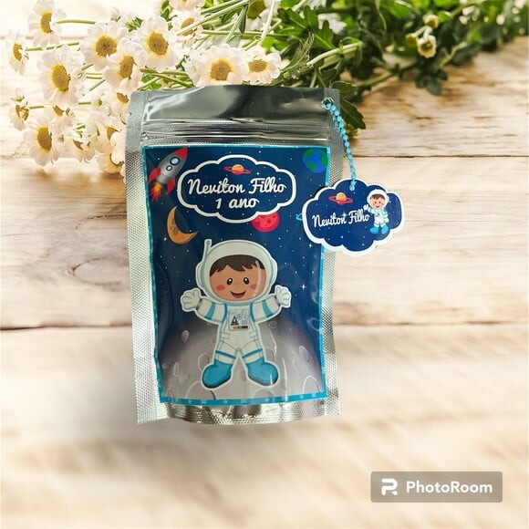 Saquinhos Personalizados Metalizado Zip Lock - Astronauta