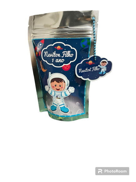 Saquinhos Personalizados Metalizado Zip Lock - Astronauta