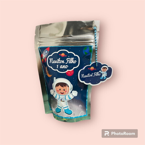 Saquinhos Personalizados Metalizado Zip Lock - Astronauta