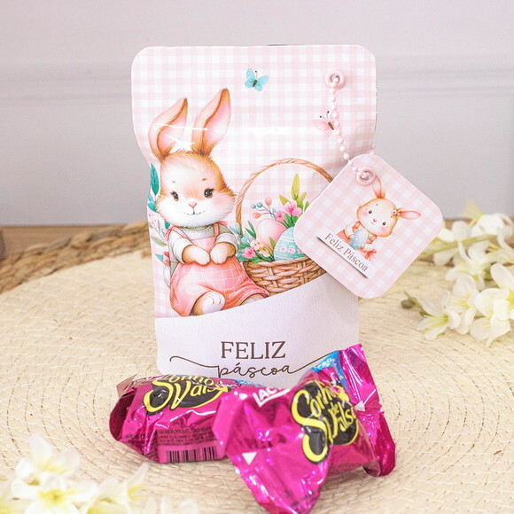 Saquinhos Personalizados Metalizado Zip Lock - Páscoa
