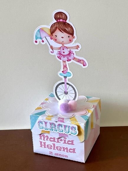 Caixa Brownie Circo Rosa Aquarelado