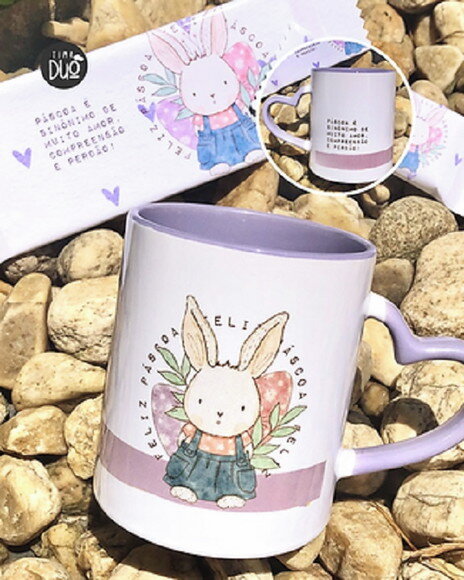 Caneca Personalizada Coloridas com Alça de Coração
