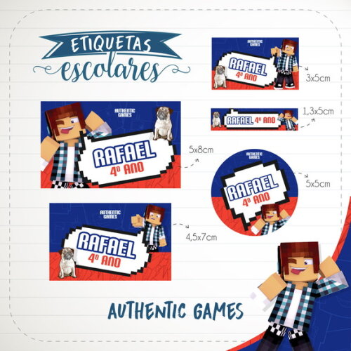 Etiquetas Adesivas Escolares Personalizadas a Authentic Game