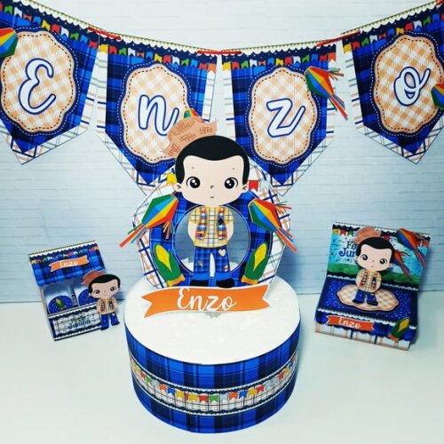 Kit 30 Festa Só Um Bolinho Festa Junina Menino