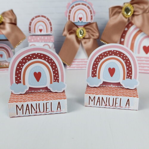 Kit 30 Personalizados Arco Íris Boho