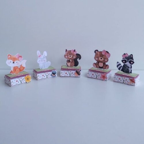 Kit 60 Caixas Personalizadas Bosque Encantado Aquarelado