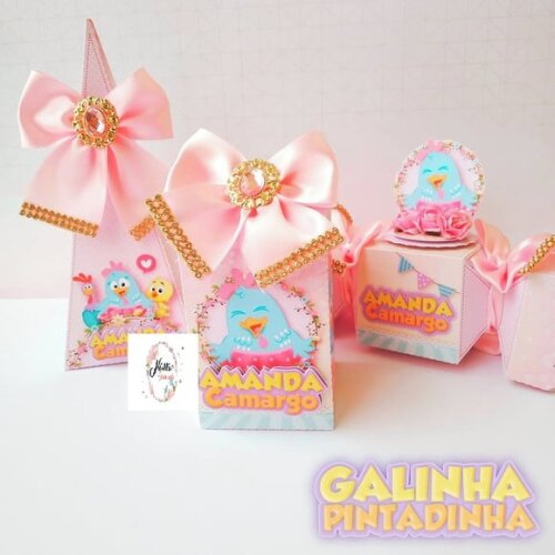 Kit Galinha Pintadinha Rosa de Luxo (40 Peças)