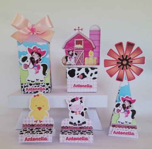 Kit: 45 Lembrancinhas Personalizada Fazendinha Rosa