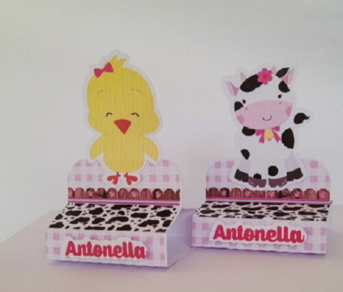 Kit: 45 Lembrancinhas Personalizada Fazendinha Rosa