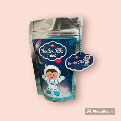 Saquinhos Personalizados Metalizado Zip Lock - Astronauta