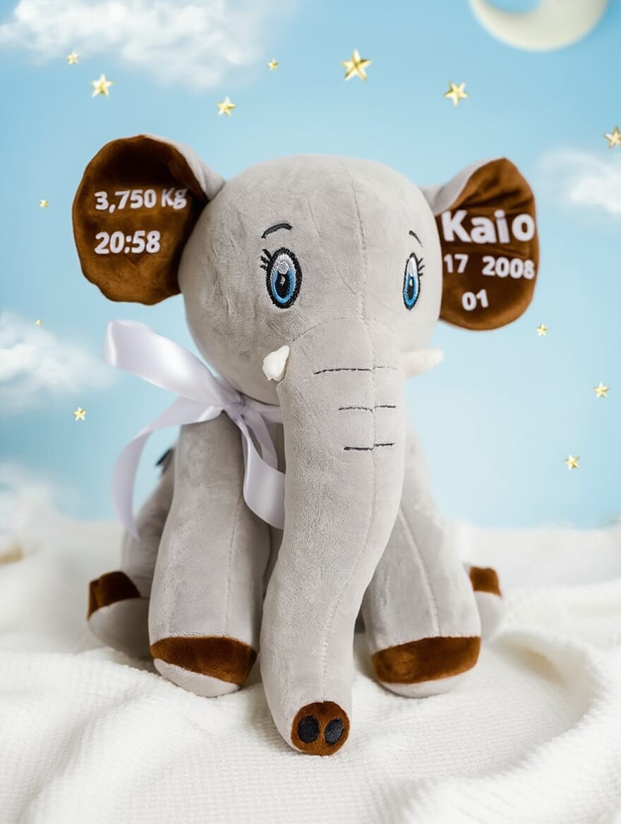 Elefante personalizado. Nosso elefante da memória é personaliza