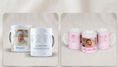 Caneca personalizada, uma lembrança do primeiro dia de vida!