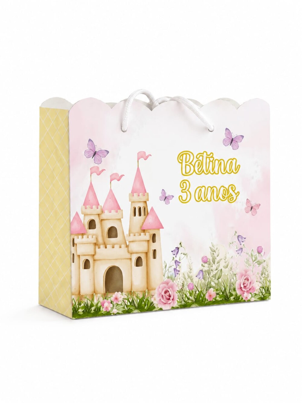 Kit 20 Sacolinhas Personalizadas Jardim Amarelo para Festa Infant
