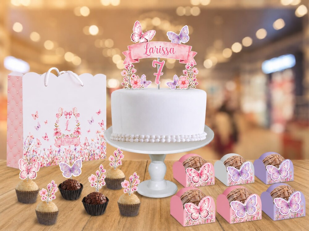Kit Festa Jardim Personalizado com 15 Sacolinhas, 50 Forminhas, 5